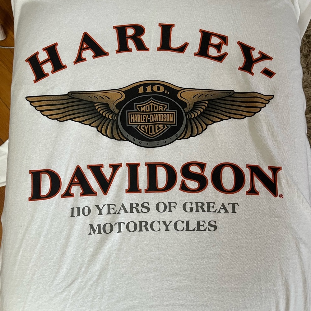 Harley Davidson 110 year anniversary white long TShirt